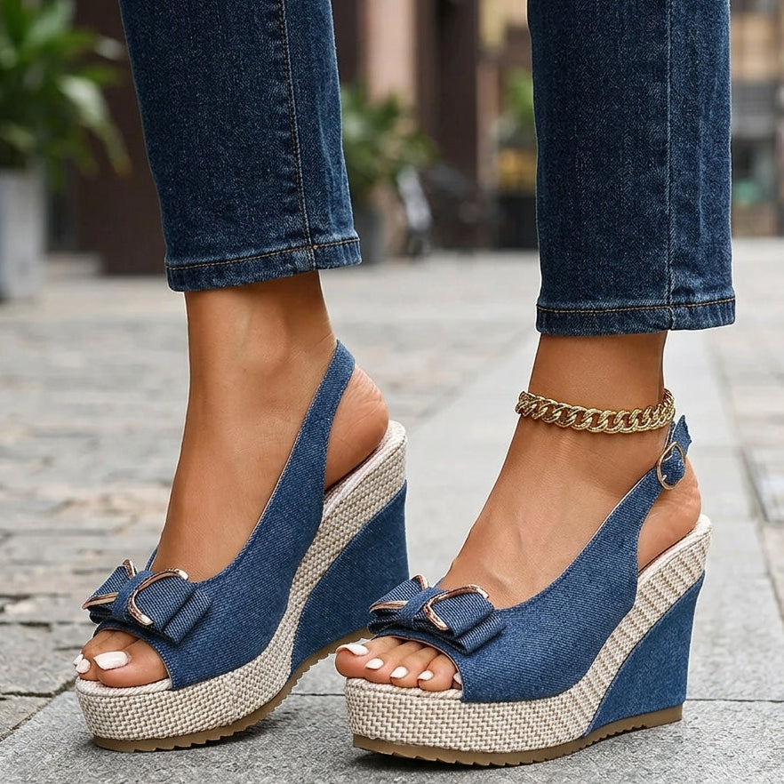 Jayda | Denim Bow Wedges