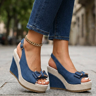 Jayda | Denim Bow Wedges