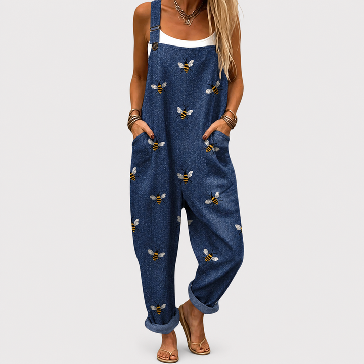 Gemma | Navy Floral Pocket Overalls