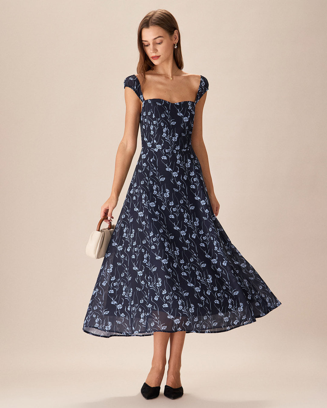 Imogen | Floral Sweetheart Midi Dress