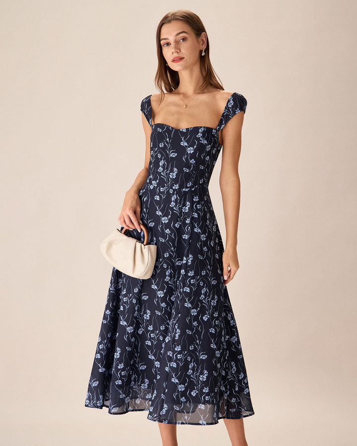 Imogen | Floral Sweetheart Midi Dress