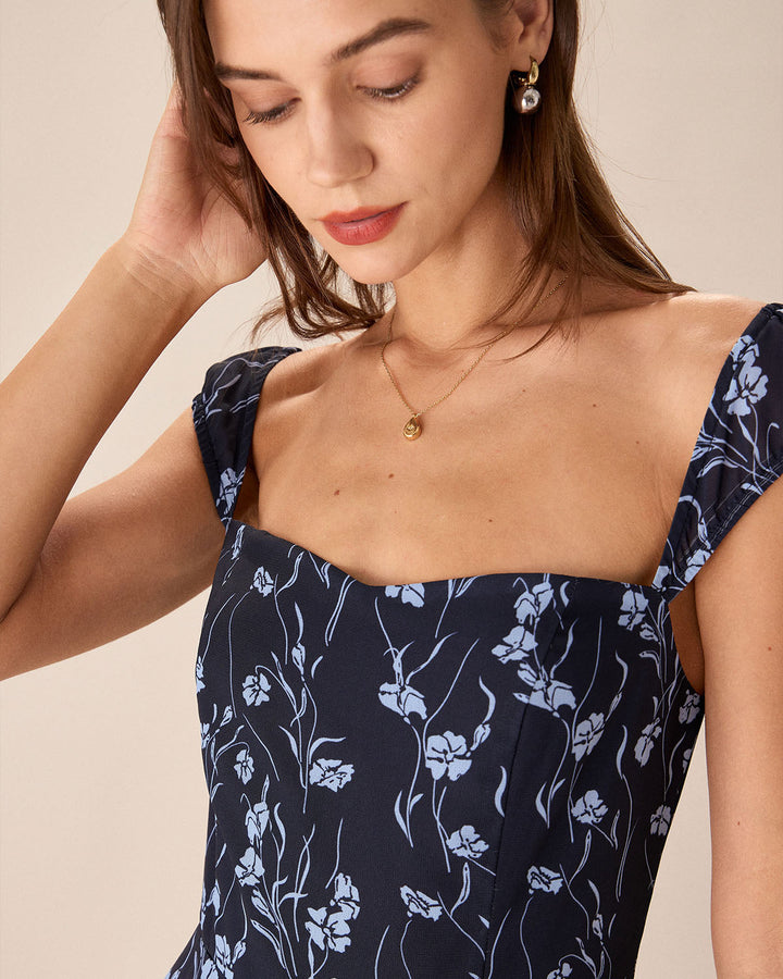 Imogen | Floral Sweetheart Midi Dress