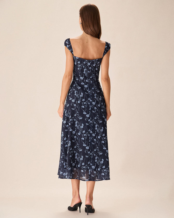 Imogen | Floral Sweetheart Midi Dress