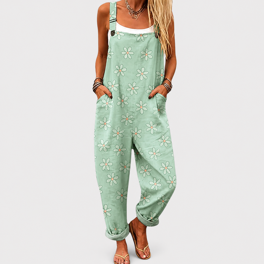 Violet | Green Floral Overalls