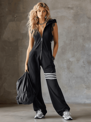 Jolien | Retro Hooded Striped Sports Jumpsuit