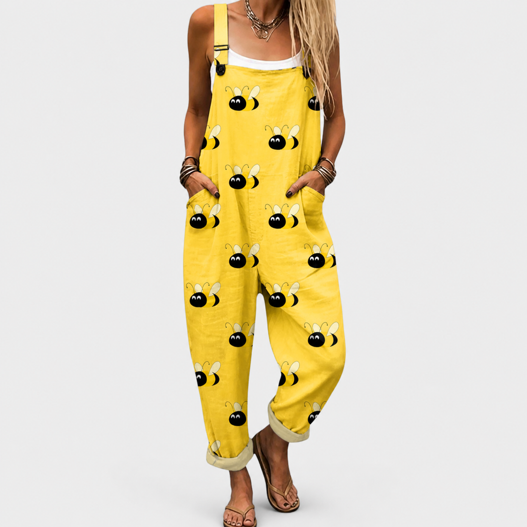 Bonnie | Yellow Bee Print Overalls