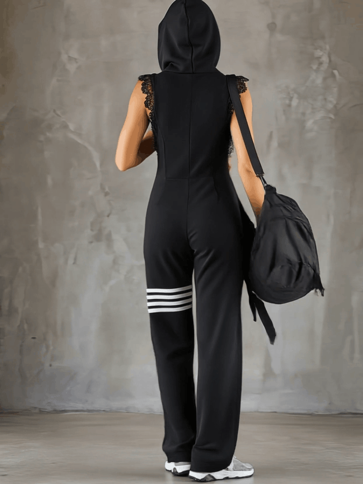 Jolien | Retro Hooded Striped Sports Jumpsuit