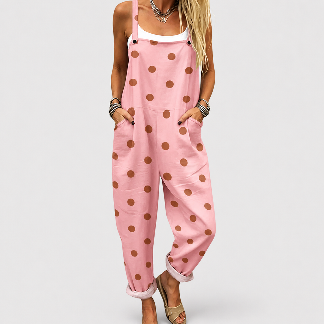 Wendy | Pink Polka Dot Overalls