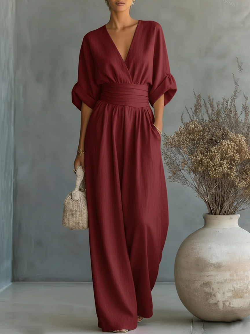 Sophie | Elegant V-Neck High-Waisted Jumpsuit