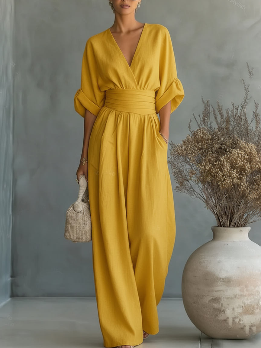 Sophie | Elegant V-Neck High-Waisted Jumpsuit