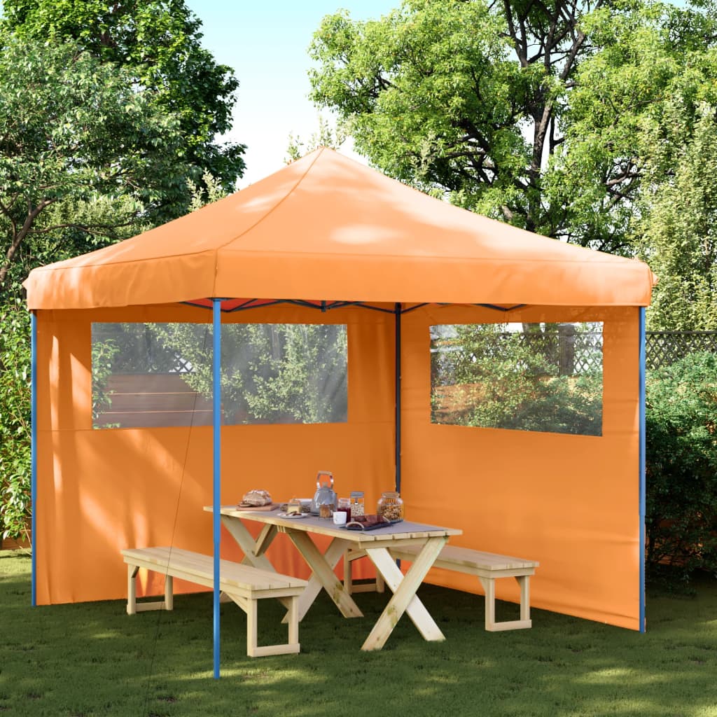 VidaXL Partytent inklapbaar pop-up met 2 zijwanden oranje
