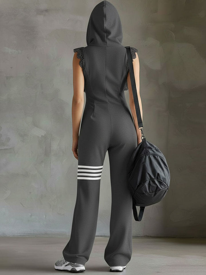 Jolien | Retro Hooded Striped Sports Jumpsuit