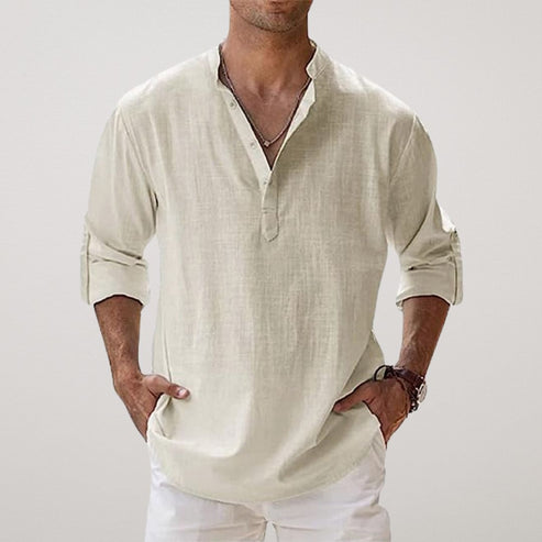Victor | Rolled Sleeve Linen Shirt