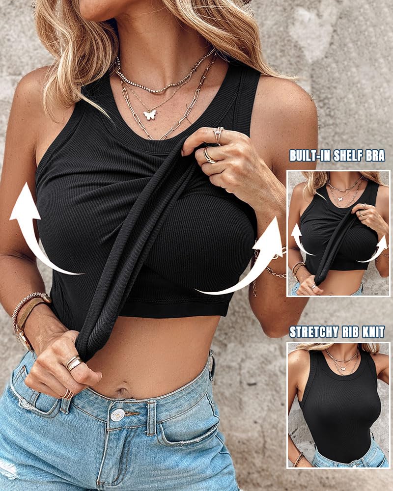 Stacey | Ribbed Tank Top with Built-In Bra