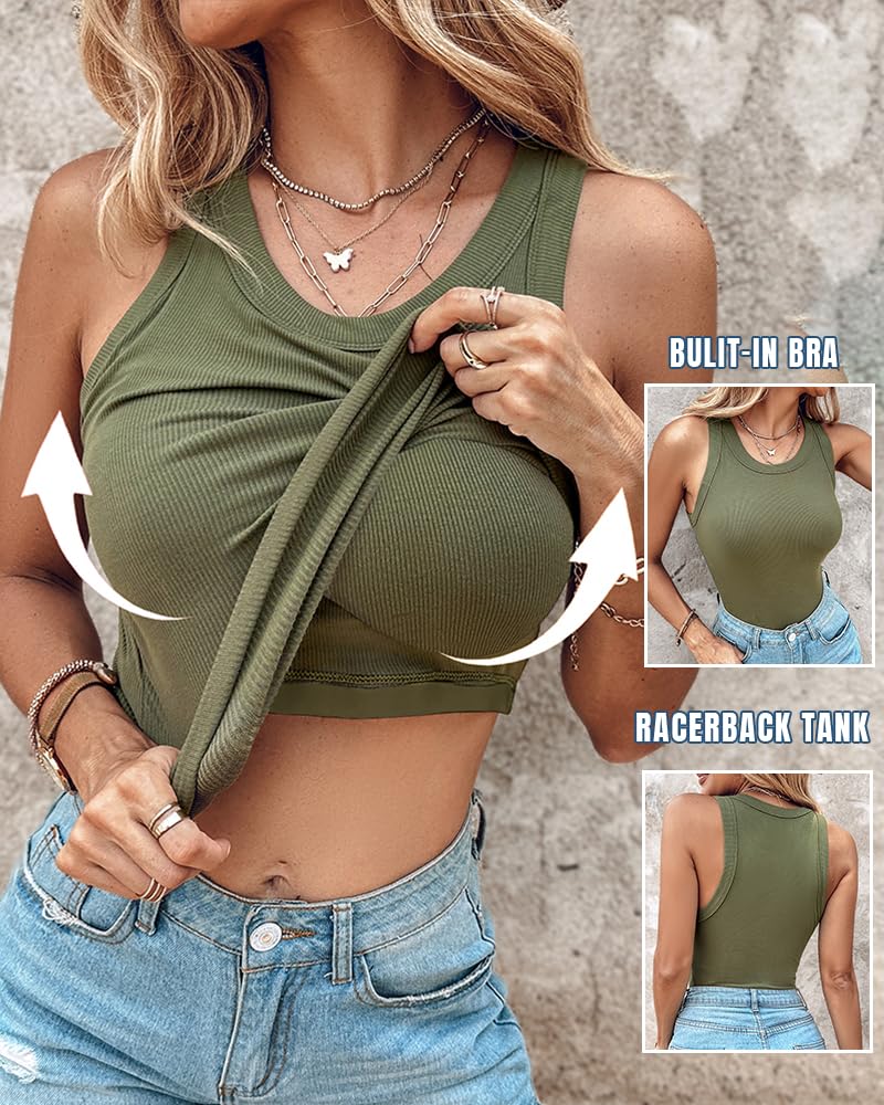 Stacey | Ribbed Tank Top with Built-In Bra