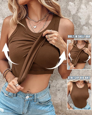 Stacey | Ribbed Tank Top with Built-In Bra