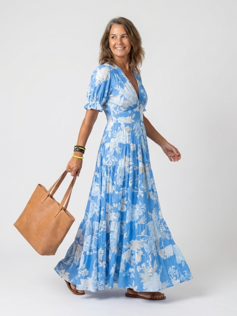Celine | Floral V-Neck Midi Dress