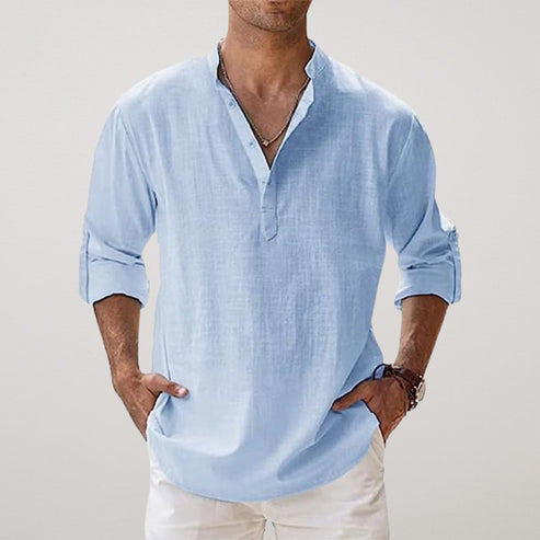 Victor | Rolled Sleeve Linen Shirt