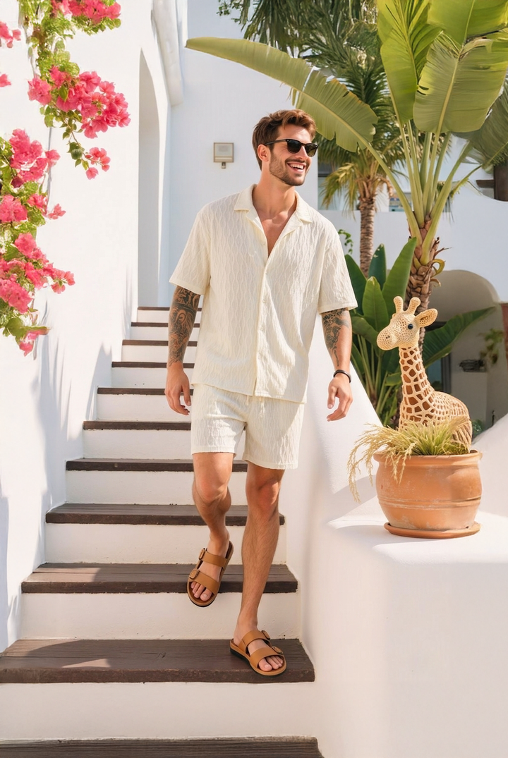 Casper | Woven Cotton Shirt &amp; Shorts Set