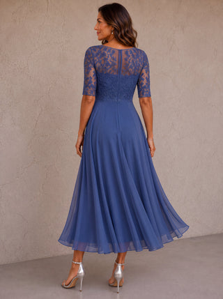 Rosalind | Elegant Lace Chiffon Midi Dress