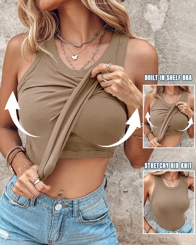 Stacey | Ribbed Tank Top with Built-In Bra