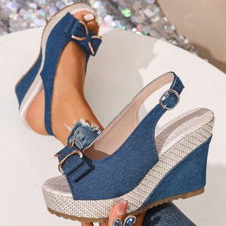 Jayda | Denim Bow Wedges