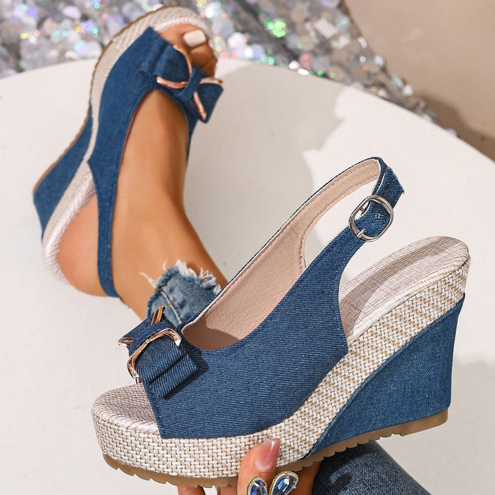 Jayda | Denim Bow Wedges