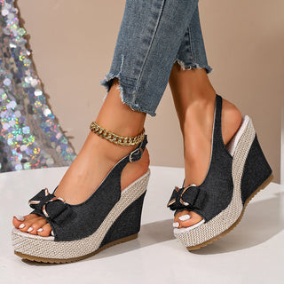Jayda | Denim Bow Wedges