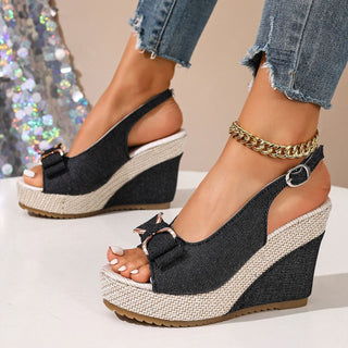Jayda | Denim Bow Wedges