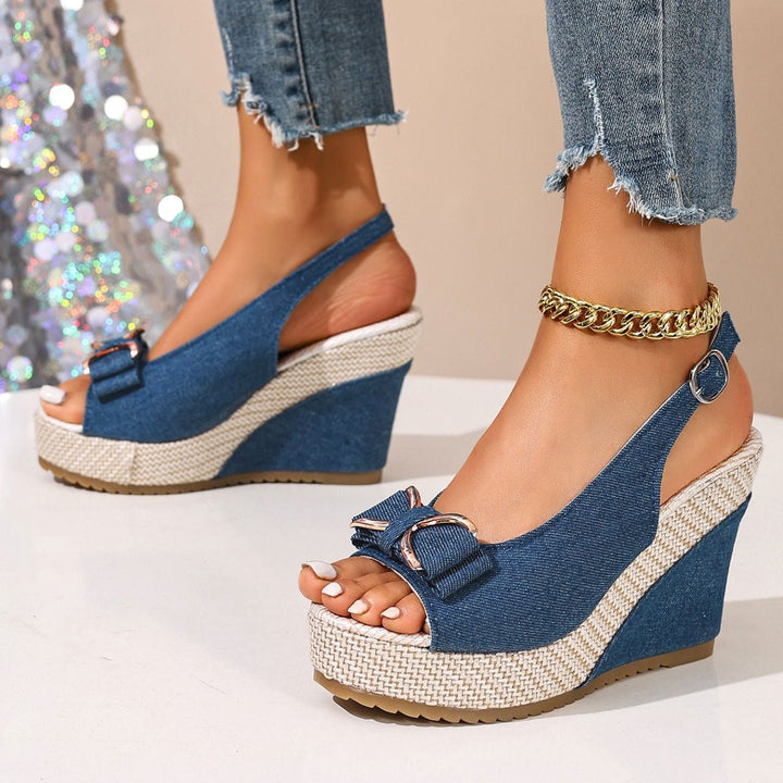 Jayda | Denim Bow Wedges