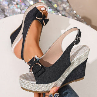 Jayda | Denim Bow Wedges