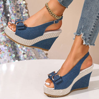 Jayda | Denim Bow Wedges