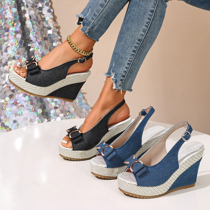 Jayda | Denim Bow Wedges