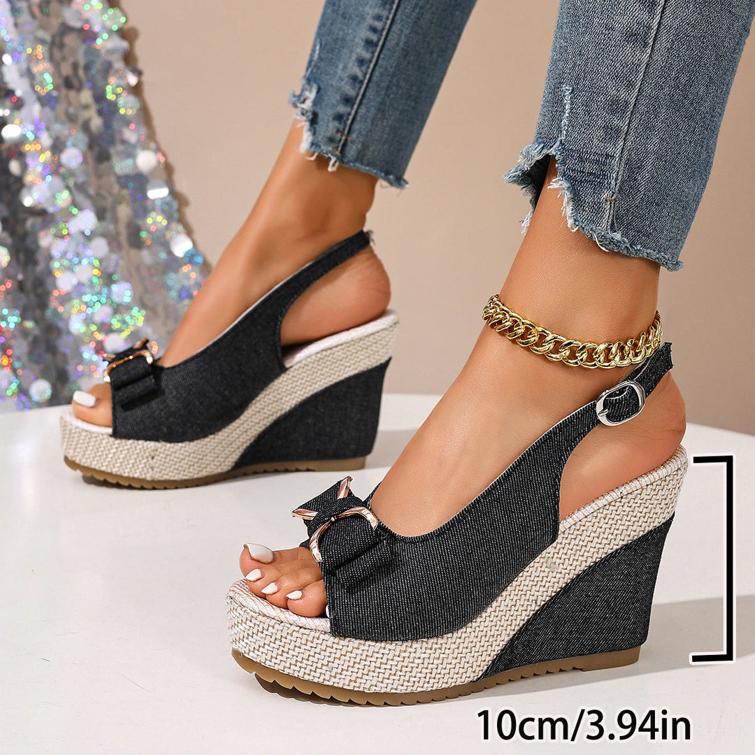 Jayda | Denim Bow Wedges