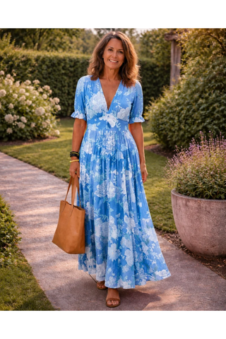 Celine | Floral V-Neck Midi Dress