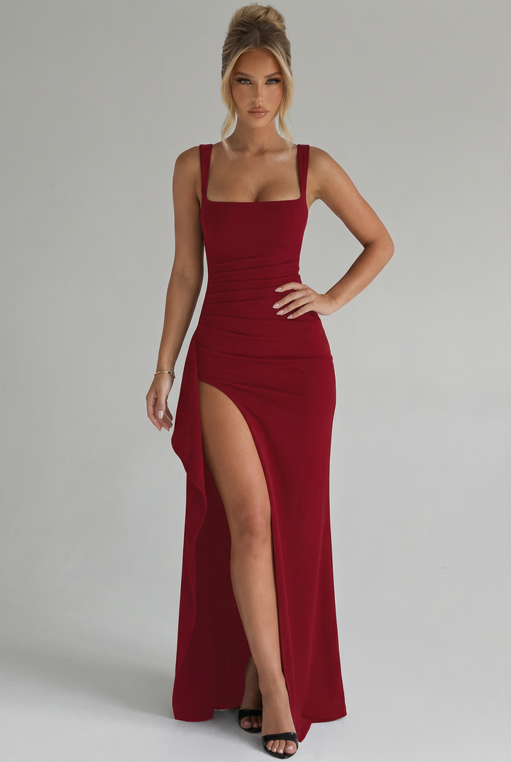 Eloise | Square Neck Slit Maxi Dress