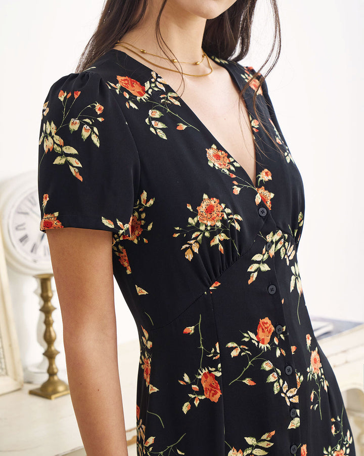 Eleanor | Floral Short-Sleeve Maxi Dress