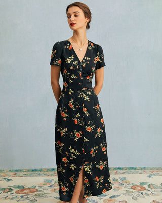 Eleanor | Floral Short-Sleeve Maxi Dress