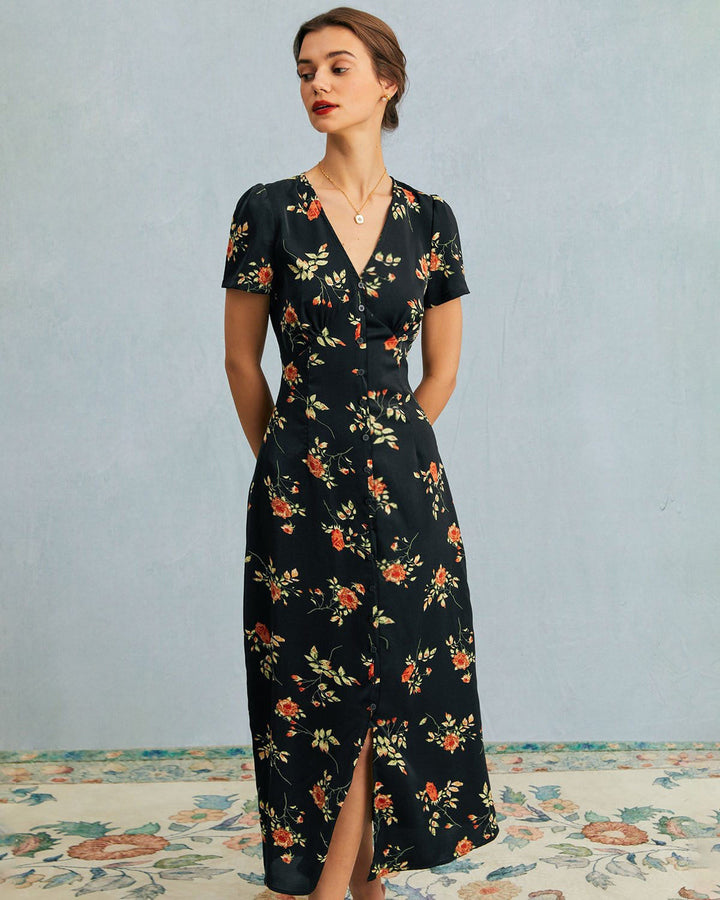 Eleanor | Floral Short-Sleeve Maxi Dress