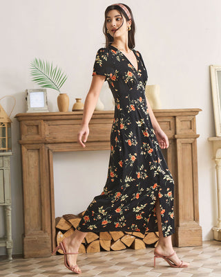 Eleanor | Floral Short-Sleeve Maxi Dress