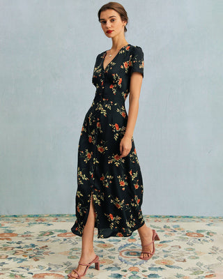 Eleanor | Floral Short-Sleeve Maxi Dress