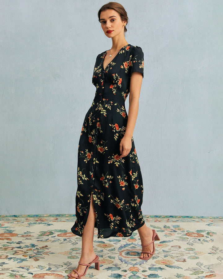 Eleanor | Floral Short-Sleeve Maxi Dress