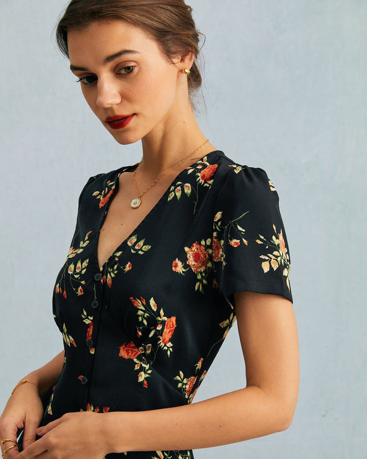 Eleanor | Floral Short-Sleeve Maxi Dress