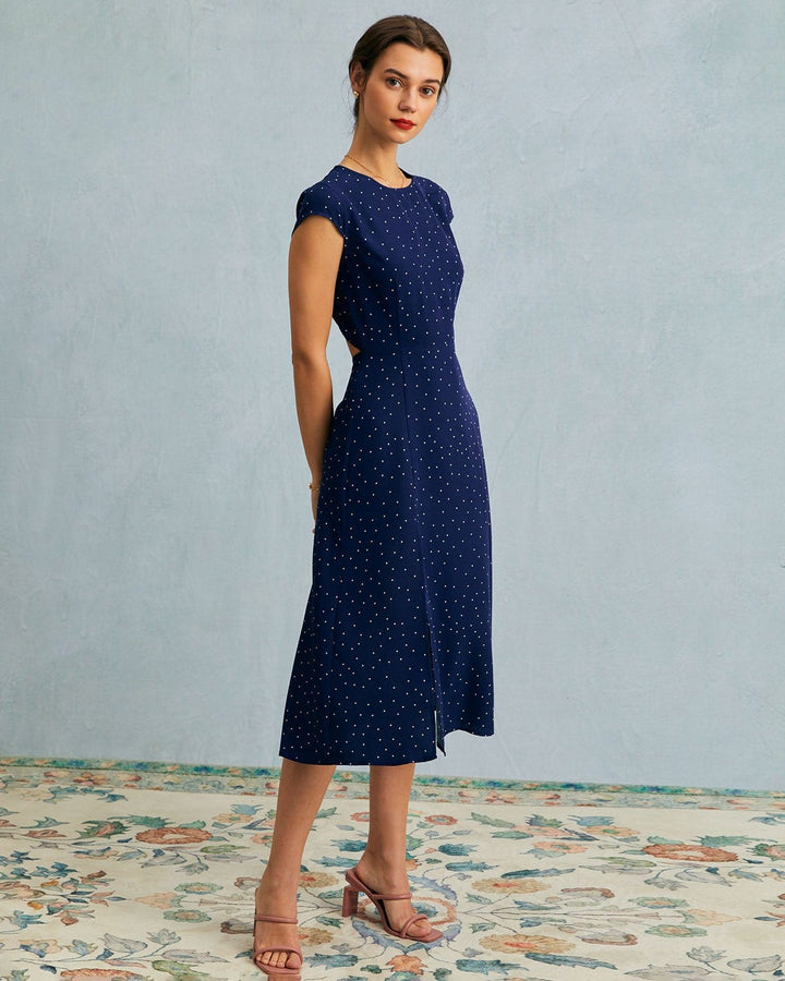 Rosamund | Polka Dot Cutout Midi Dress