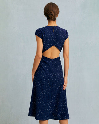 Rosamund | Polka Dot Cutout Midi Dress
