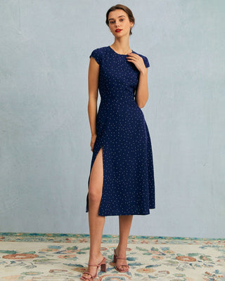 Rosamund | Polka Dot Cutout Midi Dress