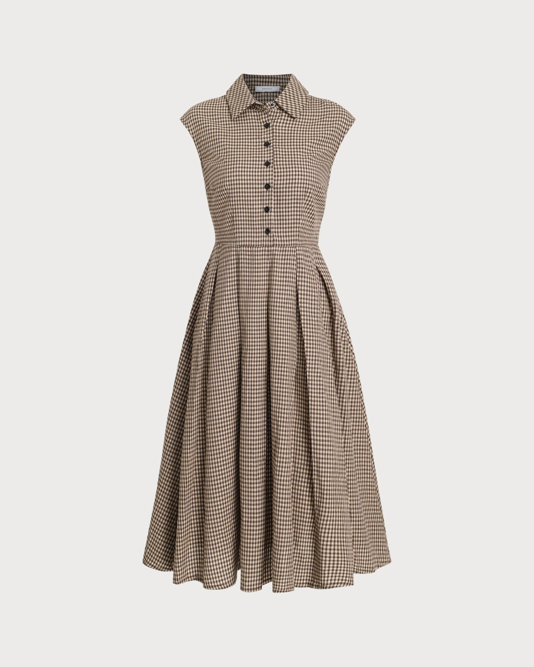 Beatrice | Plaid Button Pleated Midi Dress