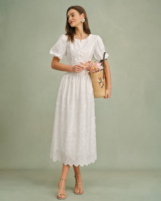 Estelle | Round-Neck Floral Midi Dress
