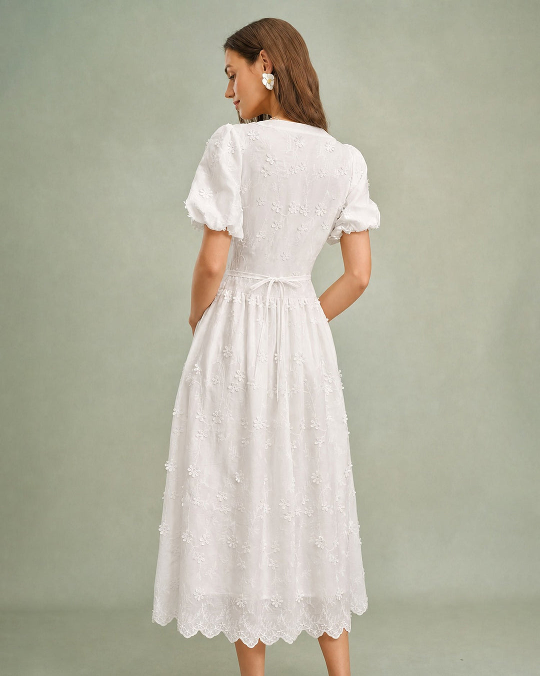 Estelle | Round-Neck Floral Midi Dress