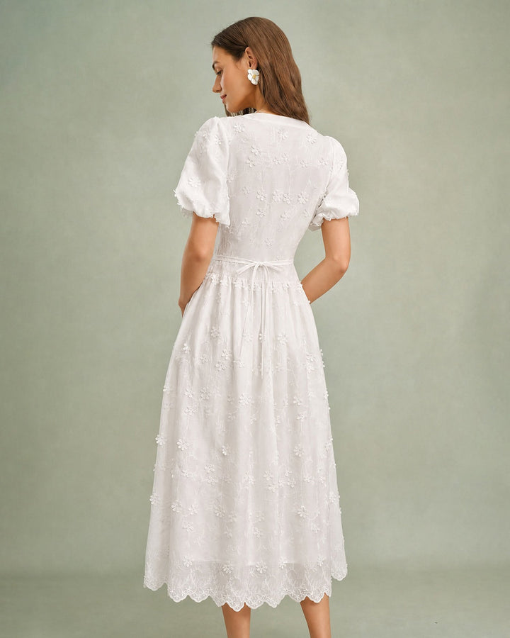 Estelle | Round-Neck Floral Midi Dress